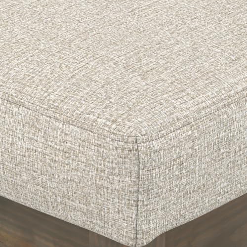 27-Inch Tweed Fabric Ottoman Bench - Platinum, Small Space-Saving Design