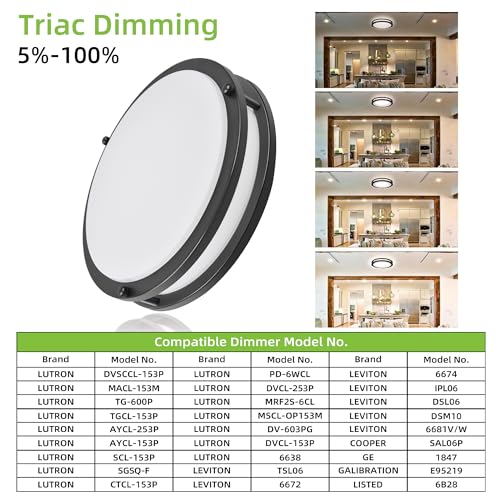 Hykolity 16-Inch Dimmable LED Flush Mount Ceiling Light Fixture - Oil-Rubbed Bronze