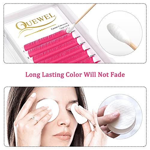 QUEWEL Colored Lashes Extensions .07 D Curl Easy Fan Volume Lashes Pink Volume Lash Extensions 9-16mm Mixed Lash Tray Self Fanning 2D-10D Eyelash Extensions(Pink 0.07 D 9-16mm)