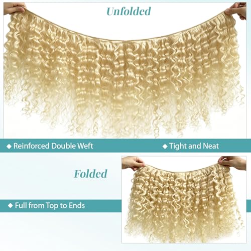 Munx 613 Blonde Burmese Curly Human Hair Bundles 12 Inch 85G Virgin Extensions