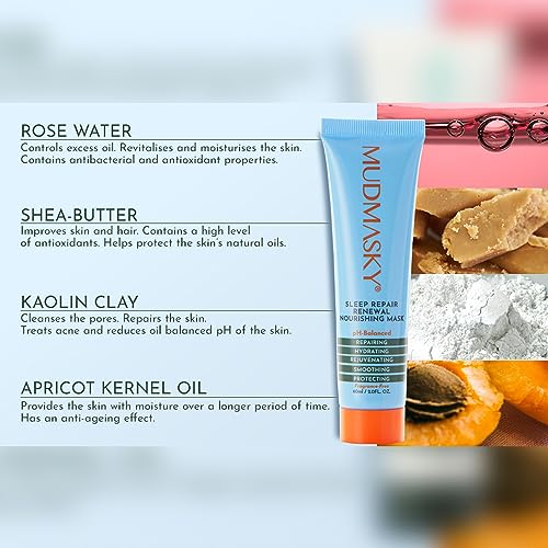 MUDMASKY Sleep Repair Renewal Nourishing Mask 60ml - Anti-Aging, Hydration Boost, Fragrance-Free - Face Moisturizer to Add in Your Skin Care Set for Nourishment & Rejuvenation - Overnight Formula