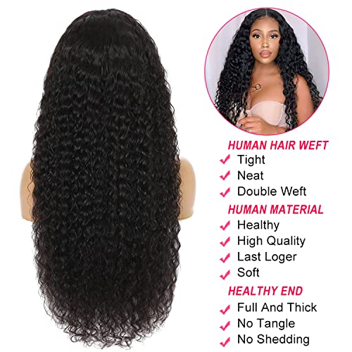 GLOWNINA Deep Wave Lace Front Wig 20 Inch Human Hair 13x4 HD Pre Plucked