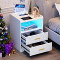 RGB Nightstand with Wireless Charging Station - White, 3 Layers