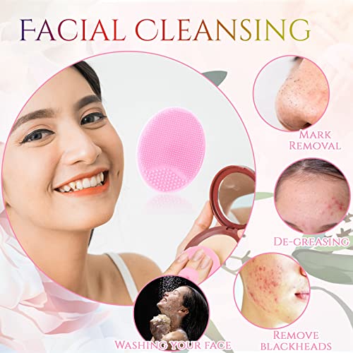 Roshtia 100 Pcs Silicone Face Scrubber Facial Cleansing Brush Handheld Soft Bristle Face Exfoliator Manual Cleansing Wash Brush for Massage Body Skin Care Pore Blackhead Removal, 20 Colors