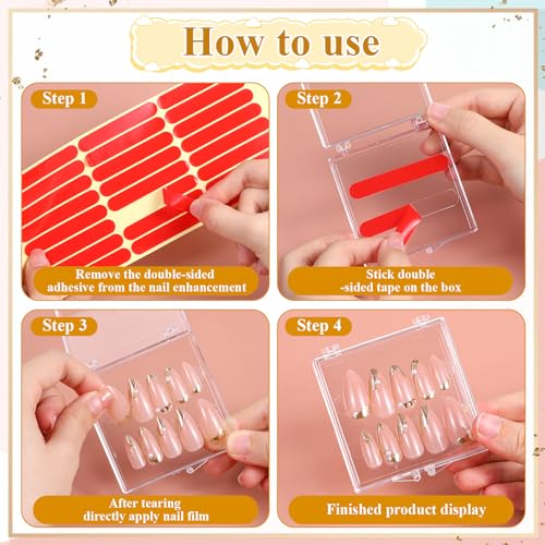 Clear Nail Organizer Boxes with Double-Sided Tape - 50 Pack