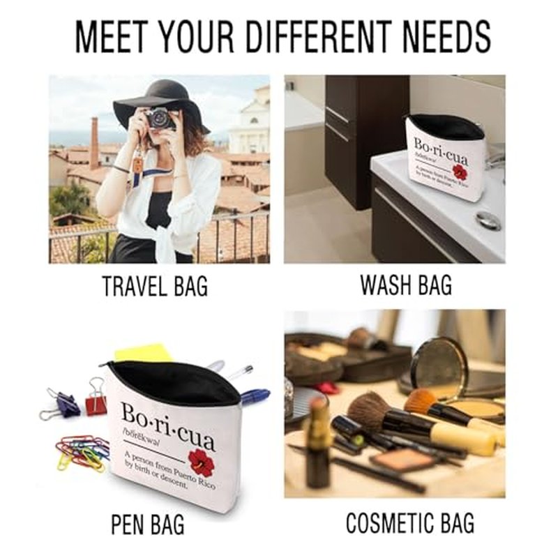 JXGZSO Boricua Definition Cosmetic Bag Latina Puerto Rican Gift Puerto Rico Flower Lover Gift Puertorican Merch (Boricua Bag)