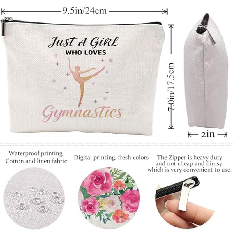 Choinn Gymnastics Cosmetic Bag, Cosmetic Travel Accessories Bag, Gymnastics Makeup Bag Gift for Girls and Women, Purse Makeup Bag, Daily Use Travel Organizer