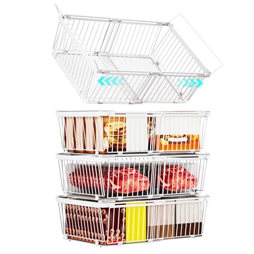 Large Freezer Organizer Bins 4 Pack for 10-20 Cu.Ft Freezers - Leak-Proof Bottom