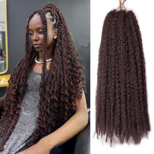 BYKSVIOC 18 Inch Marley Twist Crochet Hair - 8 Packs, Cuban Afro Kinky Faux Locs