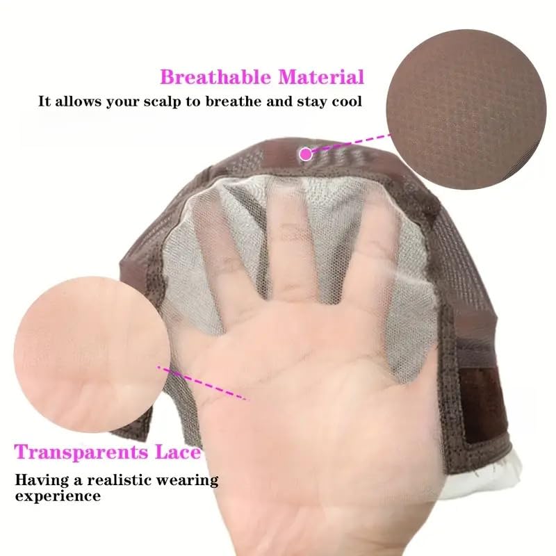 Women's Lace Wig Grip Cap with 4x5 Transparent Swiss Lace Front - Non-Slip Wig Gripper with Adjustable Velcro Elastic Headband - Secure Hold, Glueless & Natural Edge with Ear Cutouts