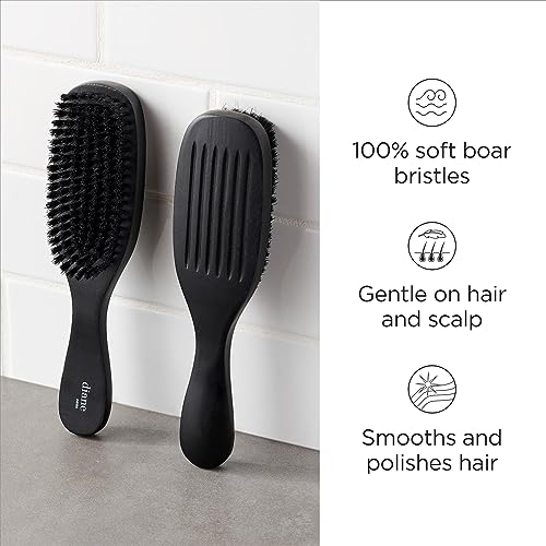 Diane 7-Row Boar Bristle Wave Brush ? Soft 100% Boar Bristles for Fine to Medium Hair, 360 Waves, Smoothing & Polishing, Gentle on Scalp, Real Wood Handle, Beard & Mustache Styling