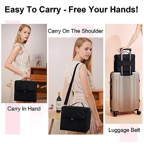 Deciniee Black Large 4-Tier Makeup Train Case for Women - Travel Organizer