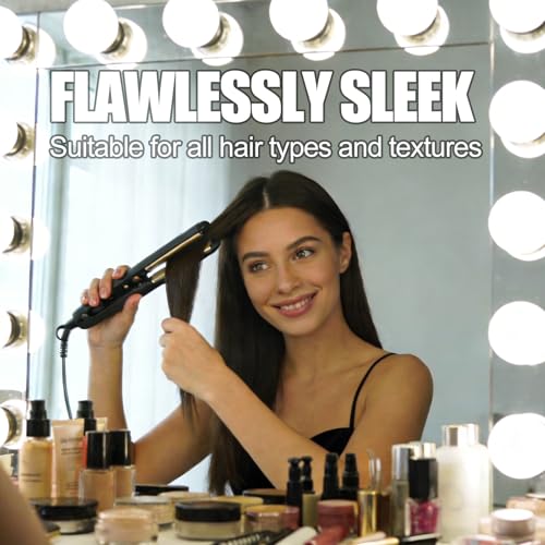 YEURDSEK 2-in-1 Hair Straightener and Curler - Professional 1 Inch Ceramic Flat Iron with Fast Heat Up