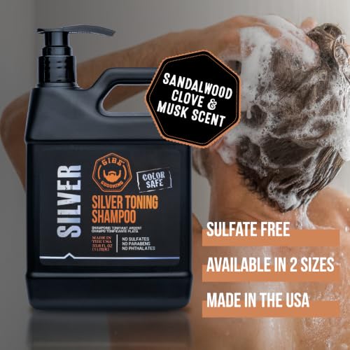 GIBS Grooming Silver Toning Shampoo Vanilla - 33.8 oz, Sulfate & Paraben Free