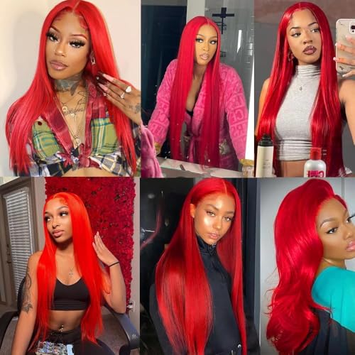 Aikebi Red 22 Inch Straight Human Hair Bundles - Single Bundle, 11A Virgin Brazilian Weave for Black Women - Variation #RED S / 22