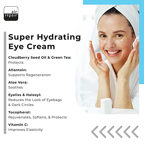 Skin Moisturizer & Eye Repair Cream - Air Repair Super Hydrating Eye Cream for Dark Circles, Wrinkles, & Puffy Eyes, & Complexion Boosting Face Moisturizer with Hyaluronic Acid - Vegan Skin Care Set