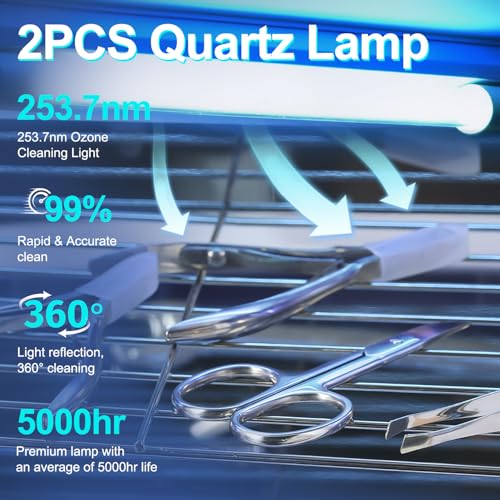 BLUETOP Nail Tool Cleaning Machine with Blue Light & Transparent Door 12L