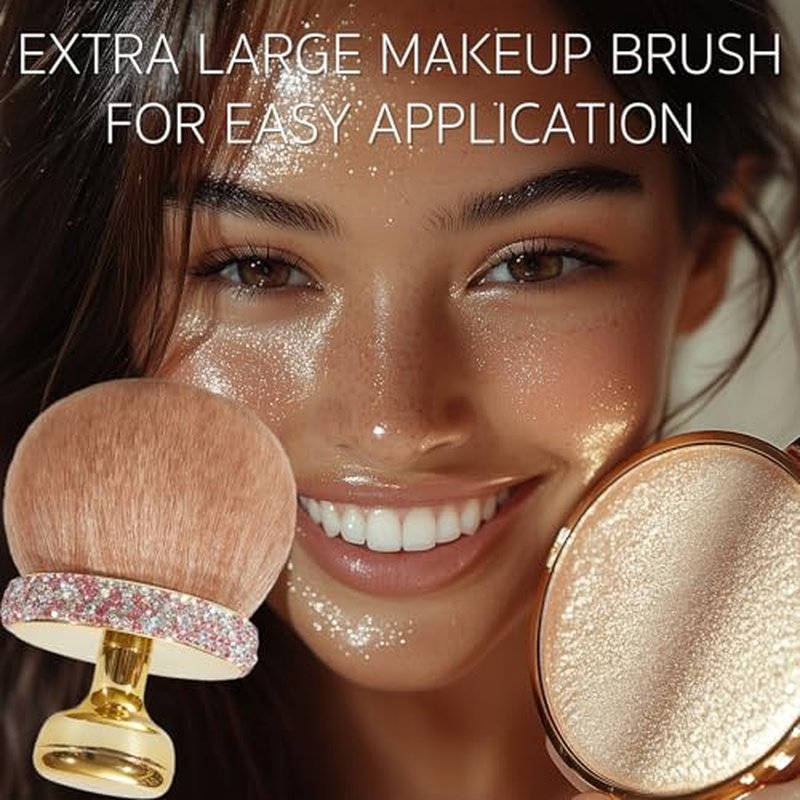 Extra Large Body Makeup Brush, Kabuki Brush for Self Tanner and Back Applicator, 2.5 to 2.9 inches, Ideal For Face, Legs, And Body, Includes Drawstring Bag, (Pink Diamond)