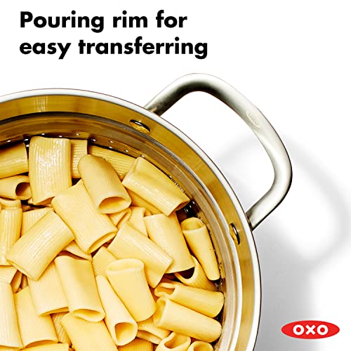 OXO 8.4QT Stainless Steel Multipurpose Stockpot with Glass Lid, Steamer & Pasta Insert