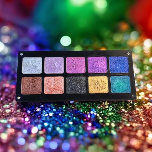 Chromatic Eye Shadow Palette 10 Shades | Multichromatic Finish | High Pigmentation and Long Lasting | Creamy Formula with Hyaluronic Acid | Magnetic Case (Party Nights)