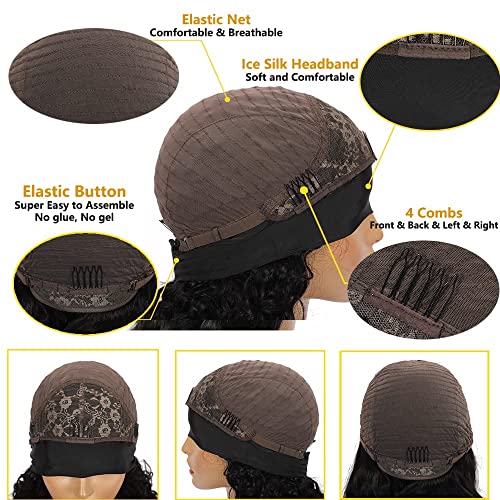 Miss Lee 16 Inch Headband Wig for Black Women Human Hair Body Wave Glueless 150% Density