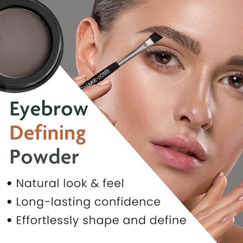 Dark Brown Eyebrow Powder ? Long-Lasting, Waterproof, Smudge-Proof Brow Powder for Natural, Defined Brows ? Vegan & Cruelty-Free Eyebrow Makeup by Marie-Jos? - Made in USA
