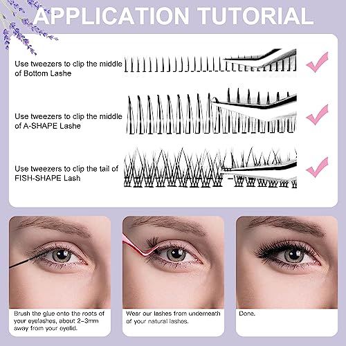 Bluesmurfs Individual False Lash DIY Eyelash Extensions 348 Clusters Lashes CD Curl Long Lashes Volume Individual Lashes Mixed Tray Faux Mink Fake Eyelashes Top Bottom Lashes DIY at Home (6-15mm MIX)