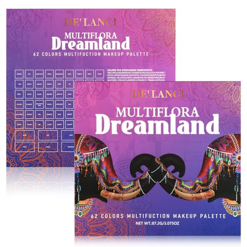 ecofavor DE¡¯LANCI Professional Eyeshadow Makeup Platte,62 Colors Big Colorful Matte Glitter Long Lasting Highly Pigmented Waterproof Eye Shadow Contour Blush Powder Highlighter All in One