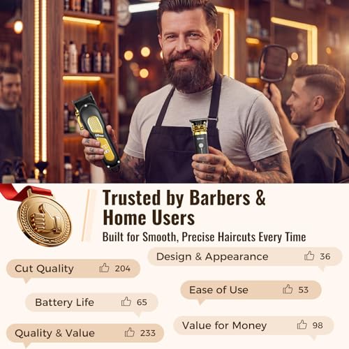 Cordless Hair Clippers & Trimmers Set for Men with Guide Combs