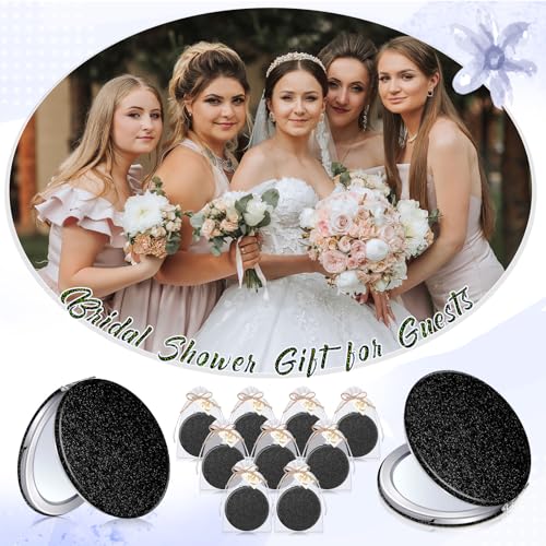Chunful 30 Black Compact Magnifying Mirrors Wedding Gift Set with Thank You Cards