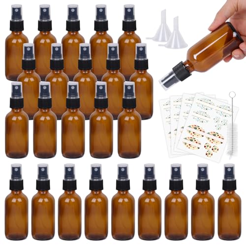 2 Fl Oz Amber Spray Bottles with Fine Mist Sprayer - Pack of 24