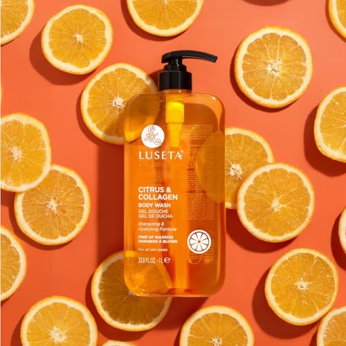 Luseta Citrus & Collagen Body Wash Nourishing & Refreshing Cleanser Enhances Skin Elasticity & Hydration Suitable for All Skin Types 33.8oz