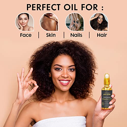 Pure Organic Vitamin E Oil - 1oz Dropper | Soften, Fade Dark Spots & Redness, Scars, stretch marks Improve Texture