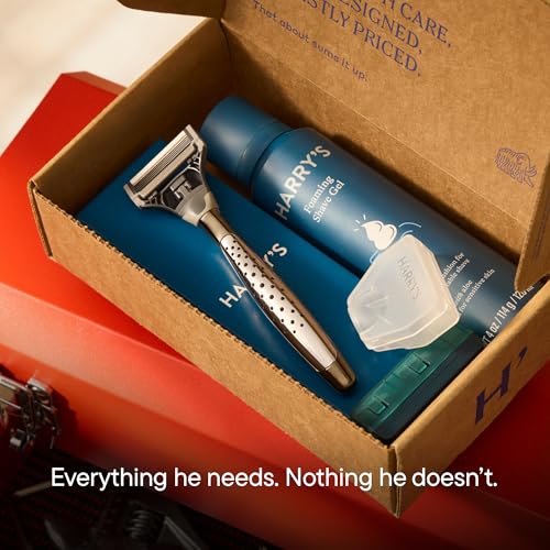 Harry's Craft Shaving Kit for Men - Razor Handle, 3 Refills, Shave Gel - Craft Edition