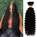 Natural Color 18 Inch Deep Wave Curly Human Hair Extensions Boho Braiding Bundles - Tosiboy