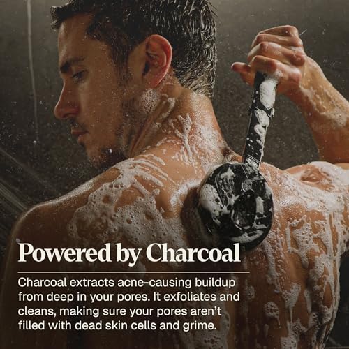 Black Wolf Salicylic Acid Body Wash for Men, 1 Liter - Men's Acne Body Wash - Charcoal Helps Reduce Acne Breakouts & Cleanse Your Skin - Full Coverage & Deep Clean Treatment - Men's Bodywash