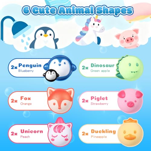 Kids Bath Bombs Set - 12 Animal-Shaped Fizzy Bath Toys with Essential Oils - Fruity Scents & Organic Formula - Perfect Gift for Children - Animal Bath Bombs Variation