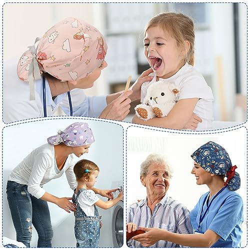 Honoson Nurse Caps for Women - Adjustable Bouffant Surgical & Dental Hats, Lovely Patterns
