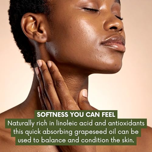 Grapeseed Oil 64 Fl Oz - Lightweight, Fast-Absorbing Body & Face Moisturizer (Pack of 1)