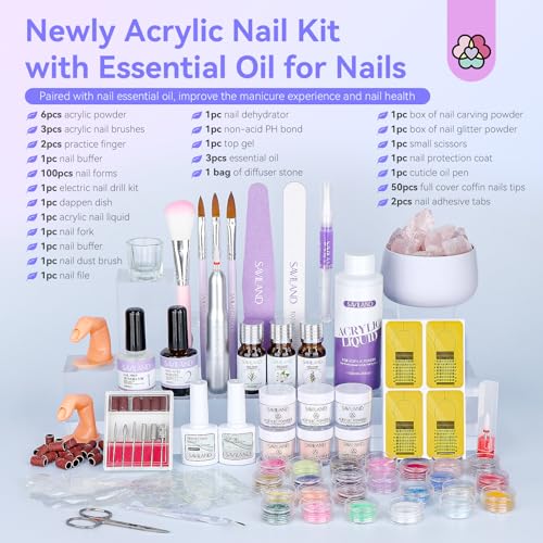 Saviland Odorless Acrylic Nail Kit with U V Light