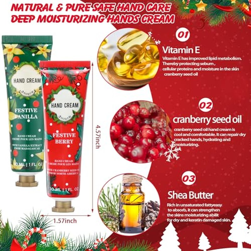 30 Pcs Christmas Hand Cream Gift Bulk with Gift Boxes Travel Size Moisturizing Hand Lotions for Christmas Stocking Stuffers Xmas Party Favors Holiday Gifts for Women Mom(Xmas Tree)