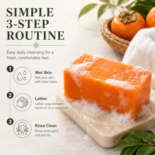 Deodorizing Persimmon Soap - Natural Body Bar for Fresh Skin