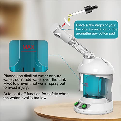 KINLITO Facial Steamer with 360° Arm – Nano Ionic Warm Mist, Ozone Spa