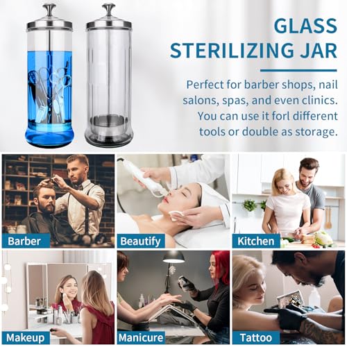 Disinfectant Sterilizer Glass Jar 37 Oz with Removable Strainer for Nail & Salon Tools - Professional Use