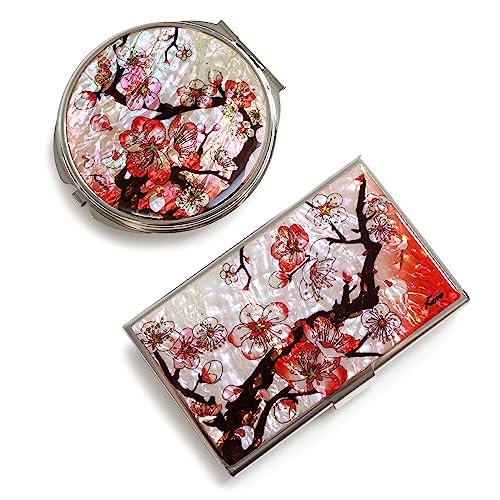 MADDesign Mother of Pearl Compact Makeup Mirror Business Card Case Set