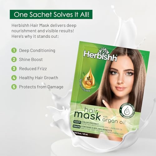 Argan Hair Mask for Dry & Color-Treated Hair 25ml Pack of 5 - Nourishing Deep Conditioner