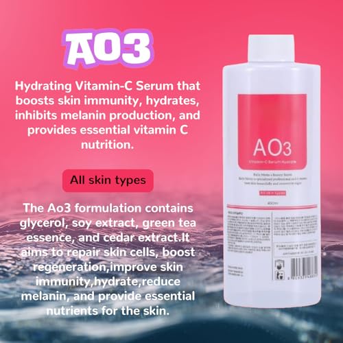 Hydrate Solution for Facial Machine Hydrogen Oxygen Professional, AS1 SA2 AO3 Solution Serums for Hydration Face Cleaning, Face Skin Care, Hydrating, Exfoliate 400ml/6pcs