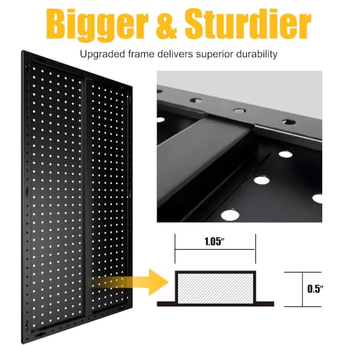4 Pcs Black Pegboard Panels 16x33in - 100 lb Capacity Wall Organizer (4-Pack)