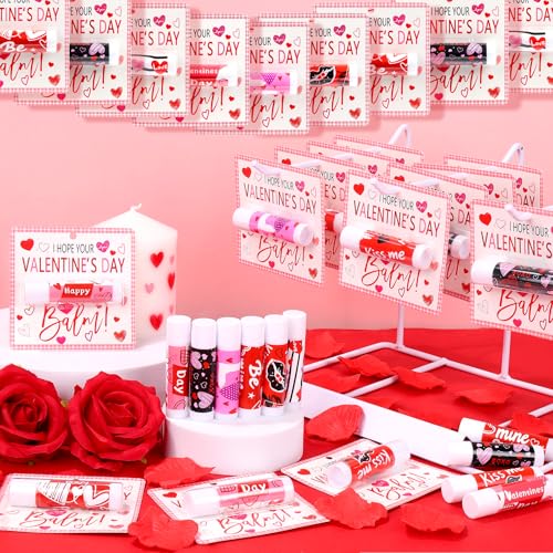 30 Pcs Valentine Lip Balms Bulk Valentine's Day Gifts for Women Galentines Chapstick Gloss 6 Assorted Flavors - Variation of THIS listing