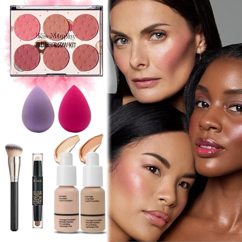 All-in-One Makeup Kit for Women & Teens - Eyeshadow, Foundation, Lipsticks, Eyeliner & Mascara - Gift Set for Beginners